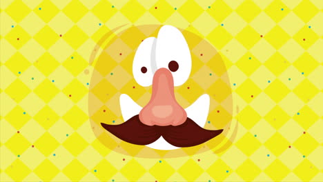 cara de dibujos animados divertida con nariz grande y bigote
