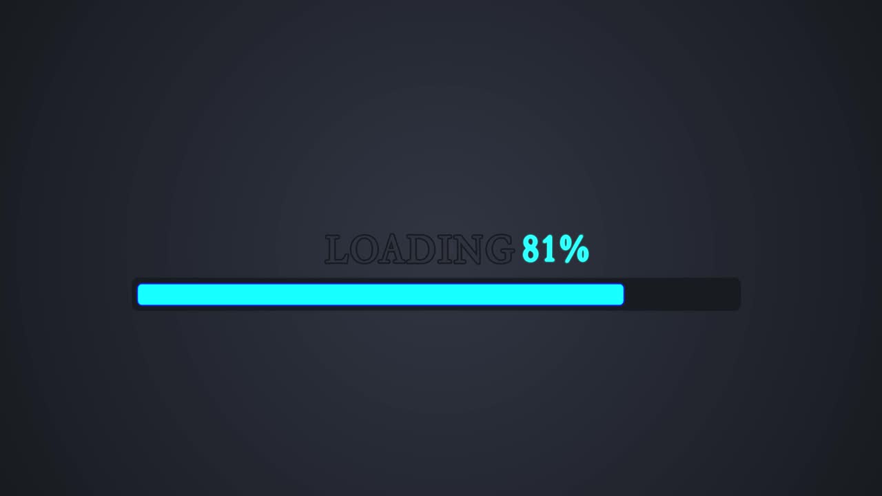 Technological loading bar with blue neon