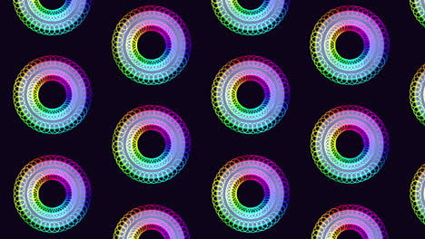 futuristic neon abstract rings and circles pattern on dark space