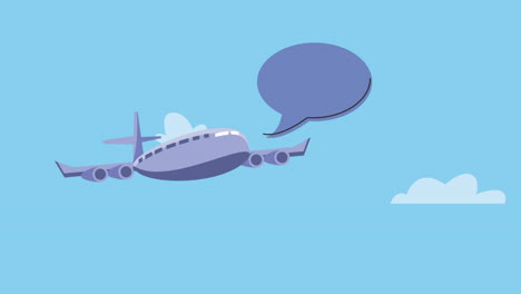 airplane in flight with speech bubble