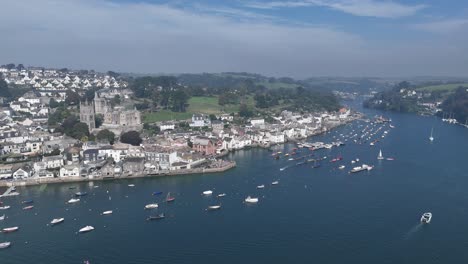 panning drone aerial view fowey cornwall uk drone,aerial