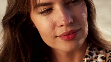 a beautiful woman on the beach - close up