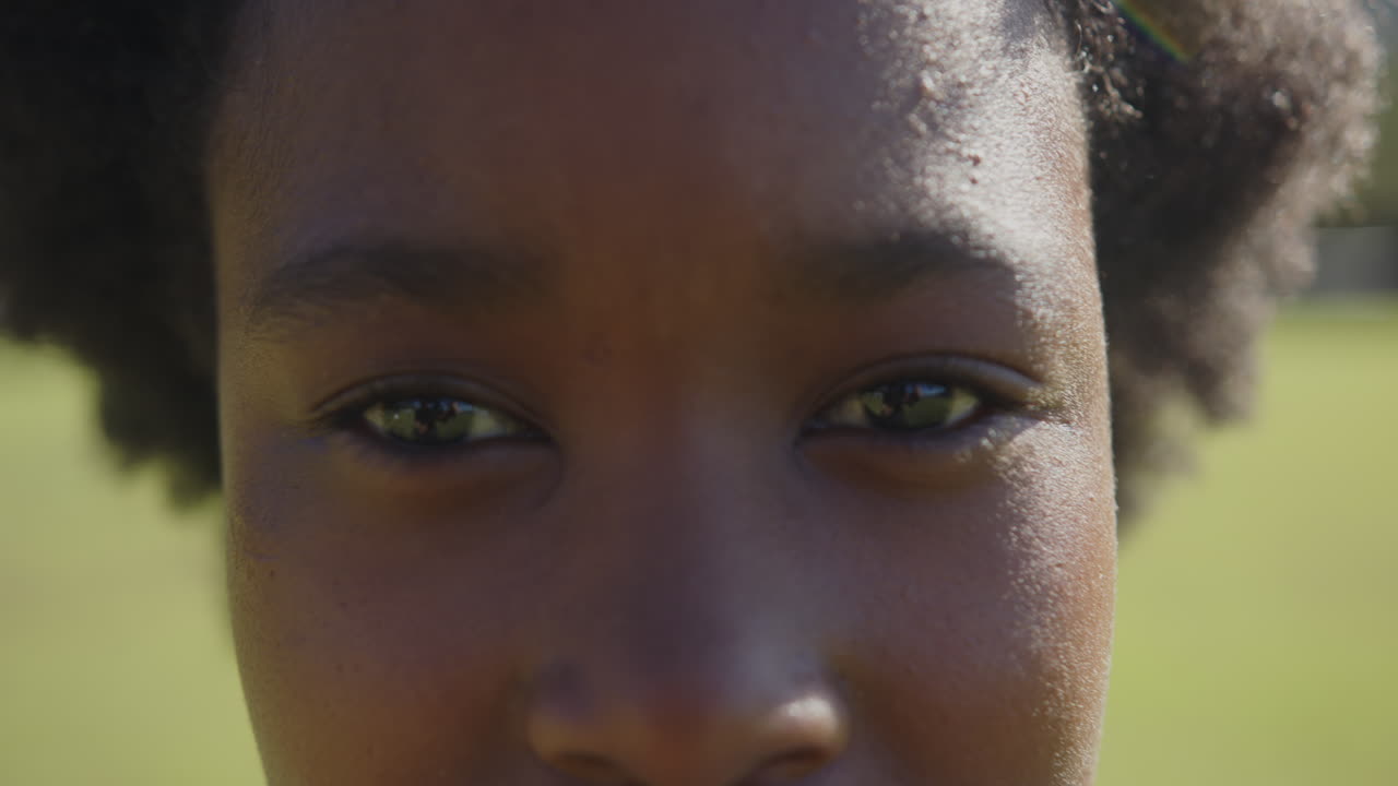 Close-up of person's face, emphasizing eyes and expression