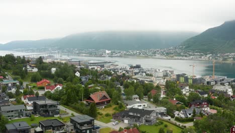 aerial view of tromso bay