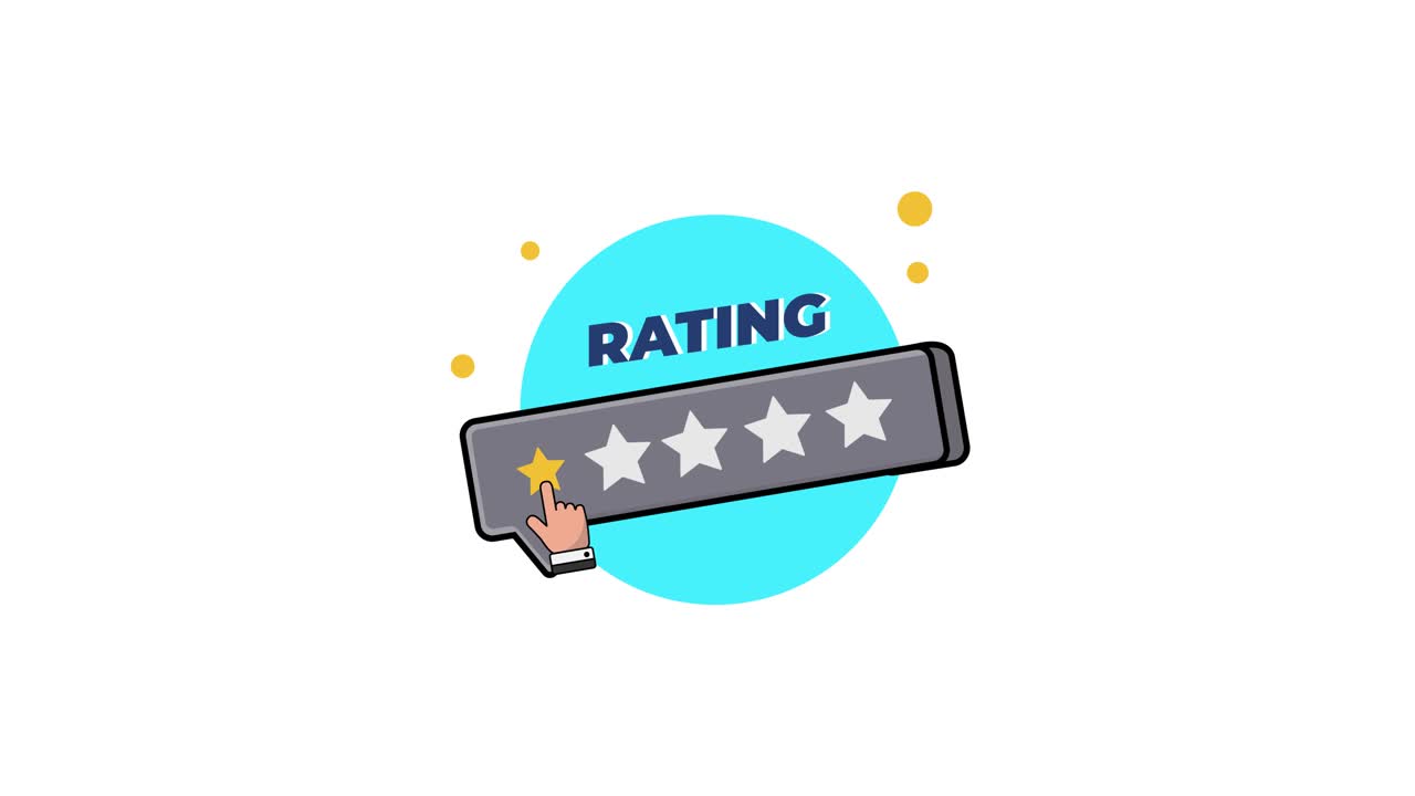 Animated Hand Clicking on Star Rating System for Feedback