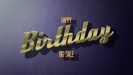 retro happy birthday and big sale text on purple vintage texture in 80s style