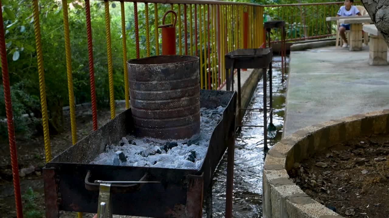 Hokaah preparing tub in protected recreational area in Beqaa Valley, the most fertile region of Lebanon