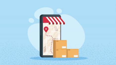 dispositivo de teléfono inteligente con animación de la aplicación gps