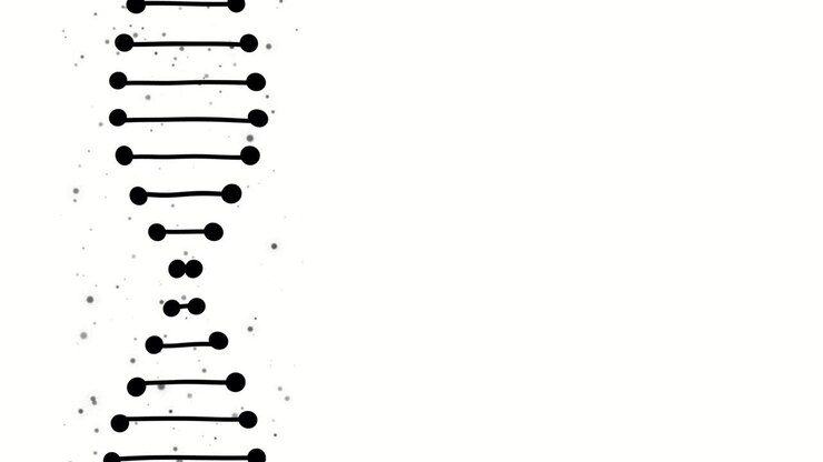 Molecola di DNA rotante e luminosa su sfondo bianco. Design concettuale di informazioni genetiche