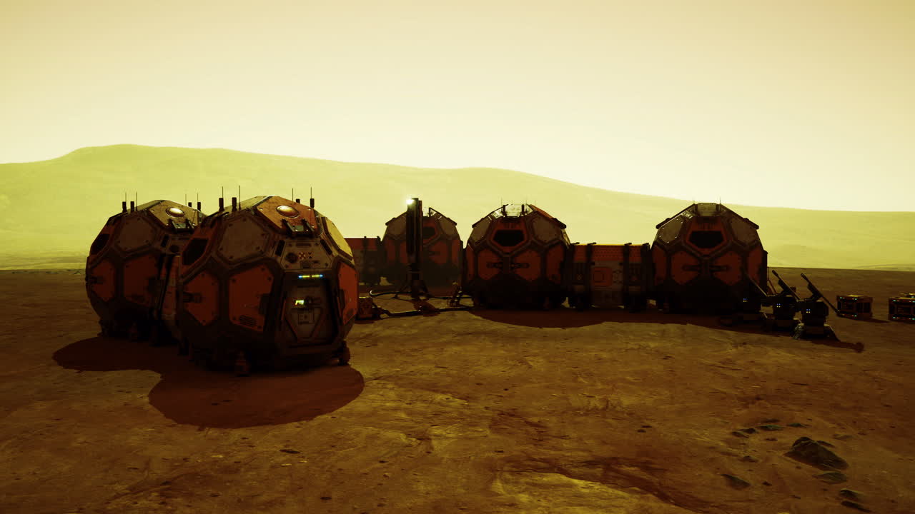 Habitat structures on mars surface showcasing human exploration efforts