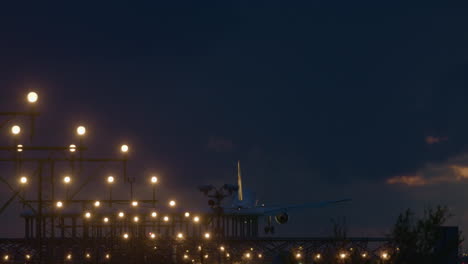 airplane landing at night