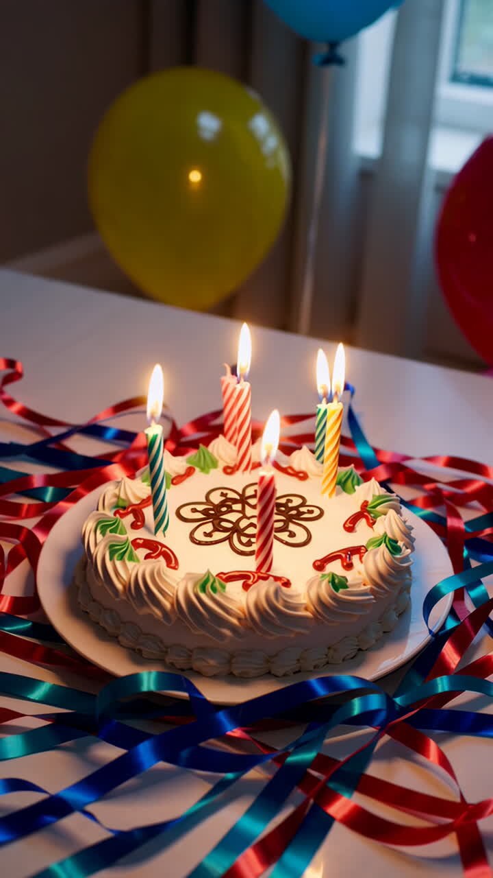 pastel de cumpleaños con velas y decoraciones
