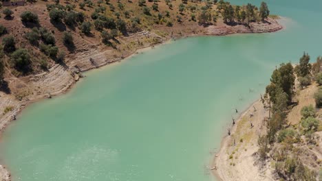 turquoise mountain lake aerial view