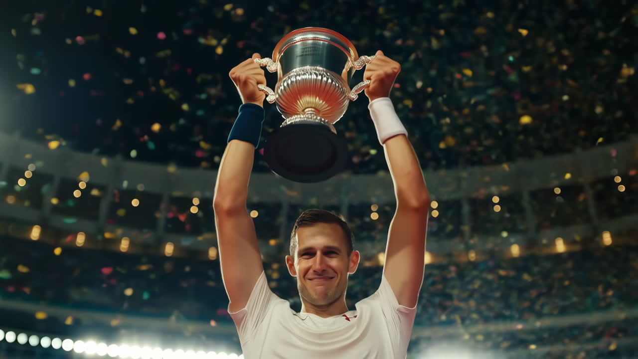 Tennis Champion Celebrating Victory