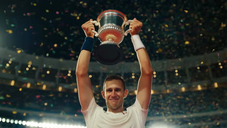 tennis champion celebrating victory