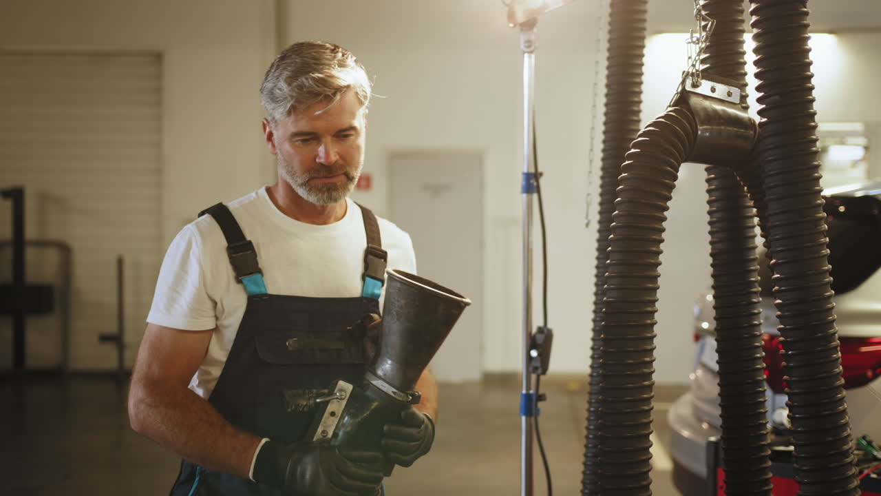 Auto Mechanic Cleaning Car
