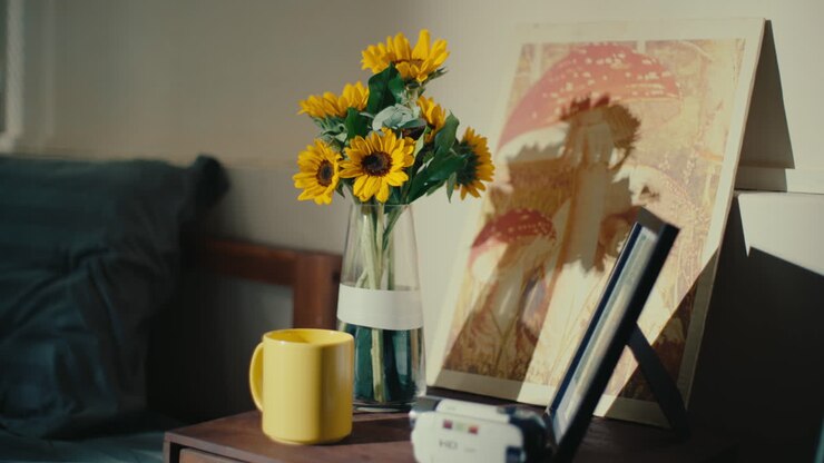 Bedroom Still Life with Sunflowers