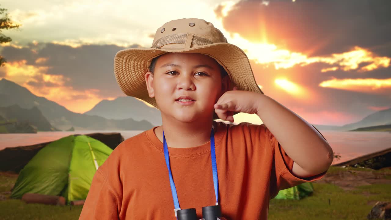 Child Camping at Sunrise, Calling