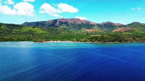 cabo beach from aerial from distance in coron harbor sea