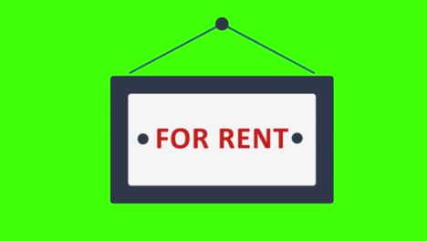 animation of a for rent sign icon on a green screen