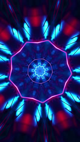 luminous red-blue abstract tunnel kaleidoscope. looped animation vertical