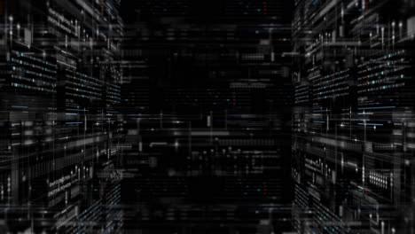 4k screen background with digital data code and hud elements, ideal for text titles and horizontal displays.