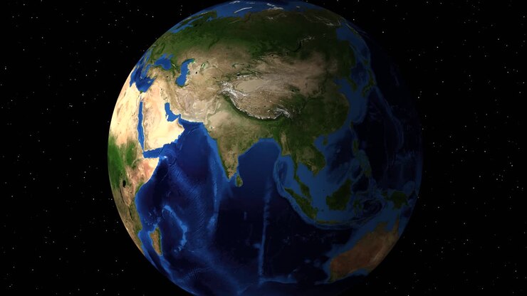 Progressive close-up view of India from space.