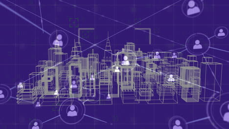 red de conexiones y datos con el paisaje urbano