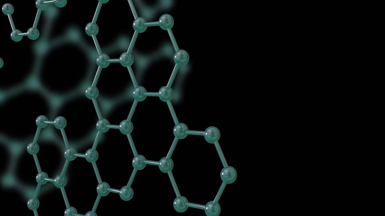 animación de micro 3d de una red de moléculas sobre un fondo negro