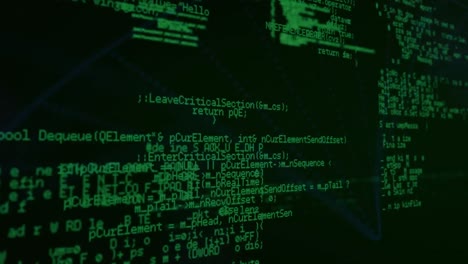 animación digital de la estructura del adn girando sobre el procesamiento de datos contra un fondo negro