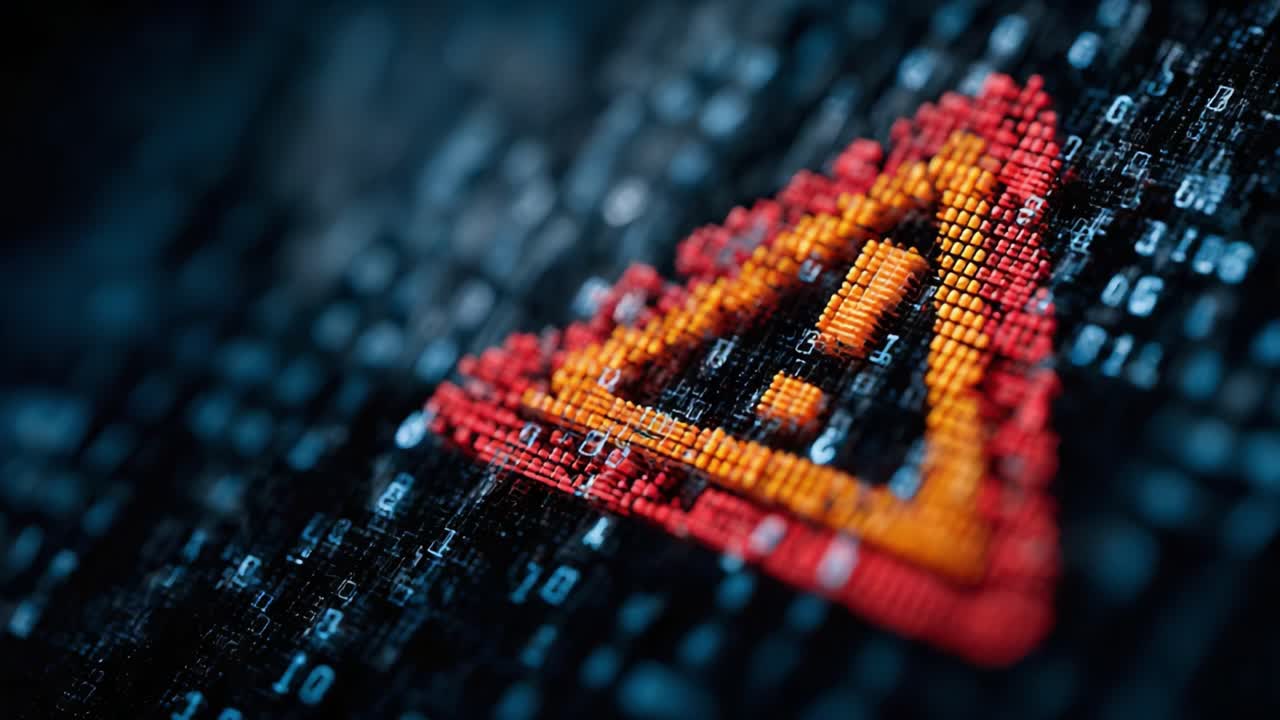Visual Representation of a Warning Symbol on a Digital Background with Binary Code Highlighting the Importance of Cybersecurity and Awareness in a Technologically Advanced Era