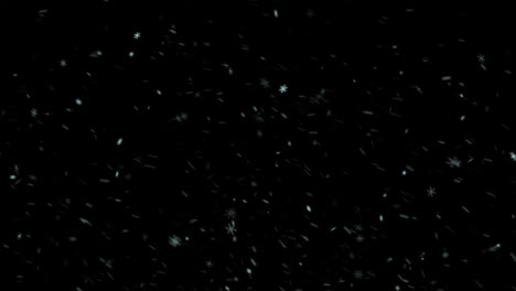 Snow-flakes-overlay,-black-background.-Winter,-slowly-falling-snow-effect-seamless-loop