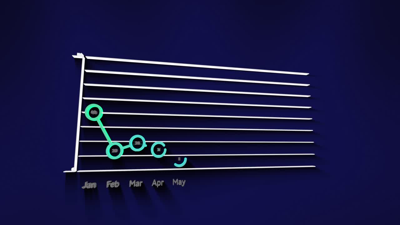Animación de red de conexiones con iconos sobre círculos de neón dorados