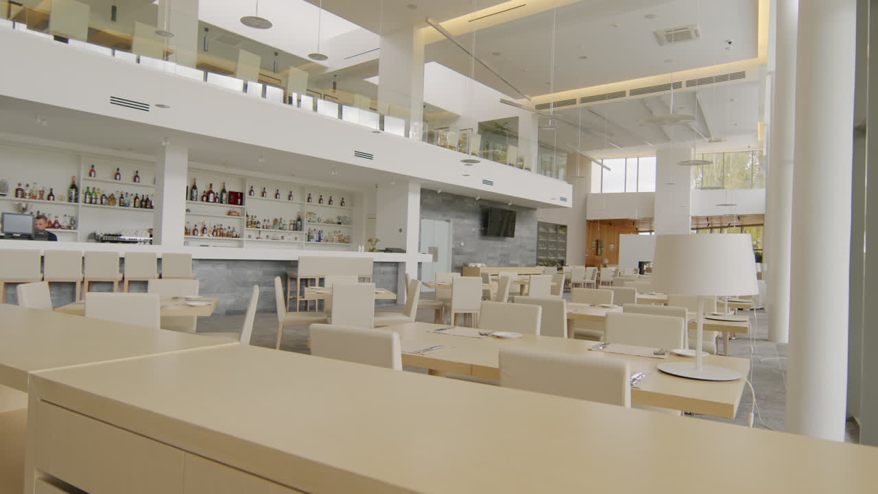 Modern and Spacious Restaurant Interior with Bar