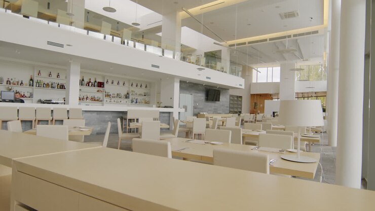 Modern and Spacious Restaurant Interior with Bar