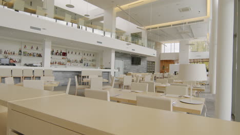 modern and spacious restaurant interior with bar