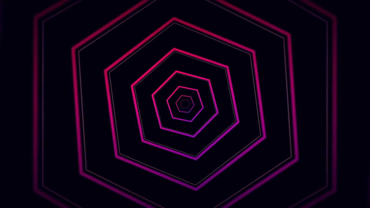 Abstract Tunnel of Glowing Pink and Purple Hexagons