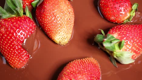 strawberries being coated in rich melted chocolate