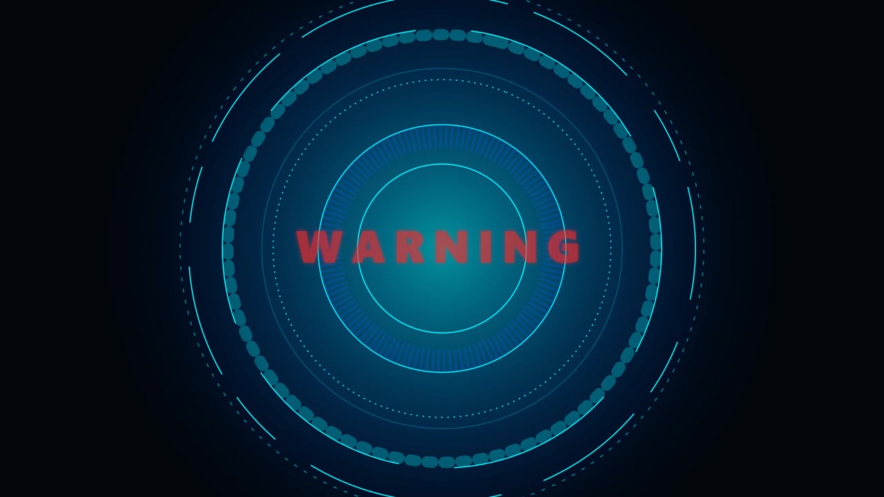 Digital Warning Sign with Animated HUD Interface