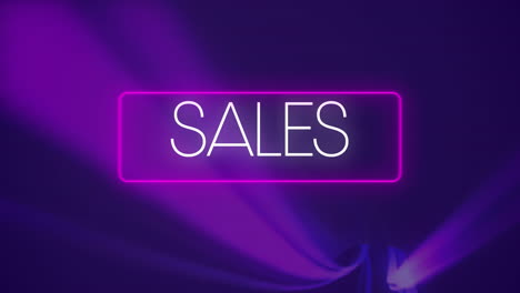 neon sales animation on purple with light trails for global retail.