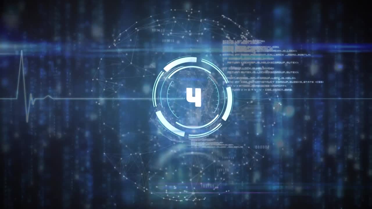 animación del procesamiento de datos durante la cuenta atrás