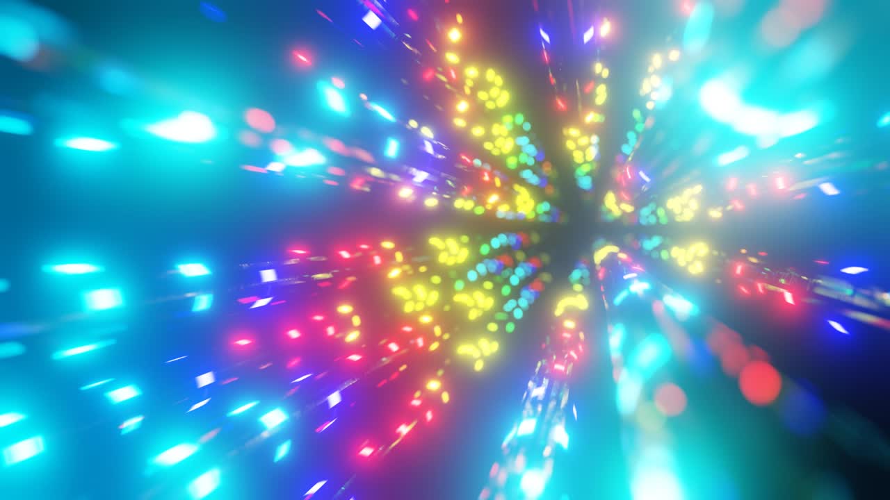 3d абстрактный фон оптическое волокно или трубы, сигналы путешествуют по волокну. яркие световые эффекты, боке и доф. научно-фантастическая тема, передача данных