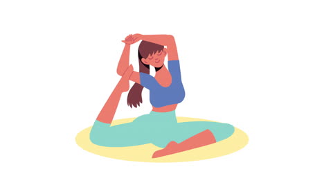 mujer practicando yoga animación de personajes