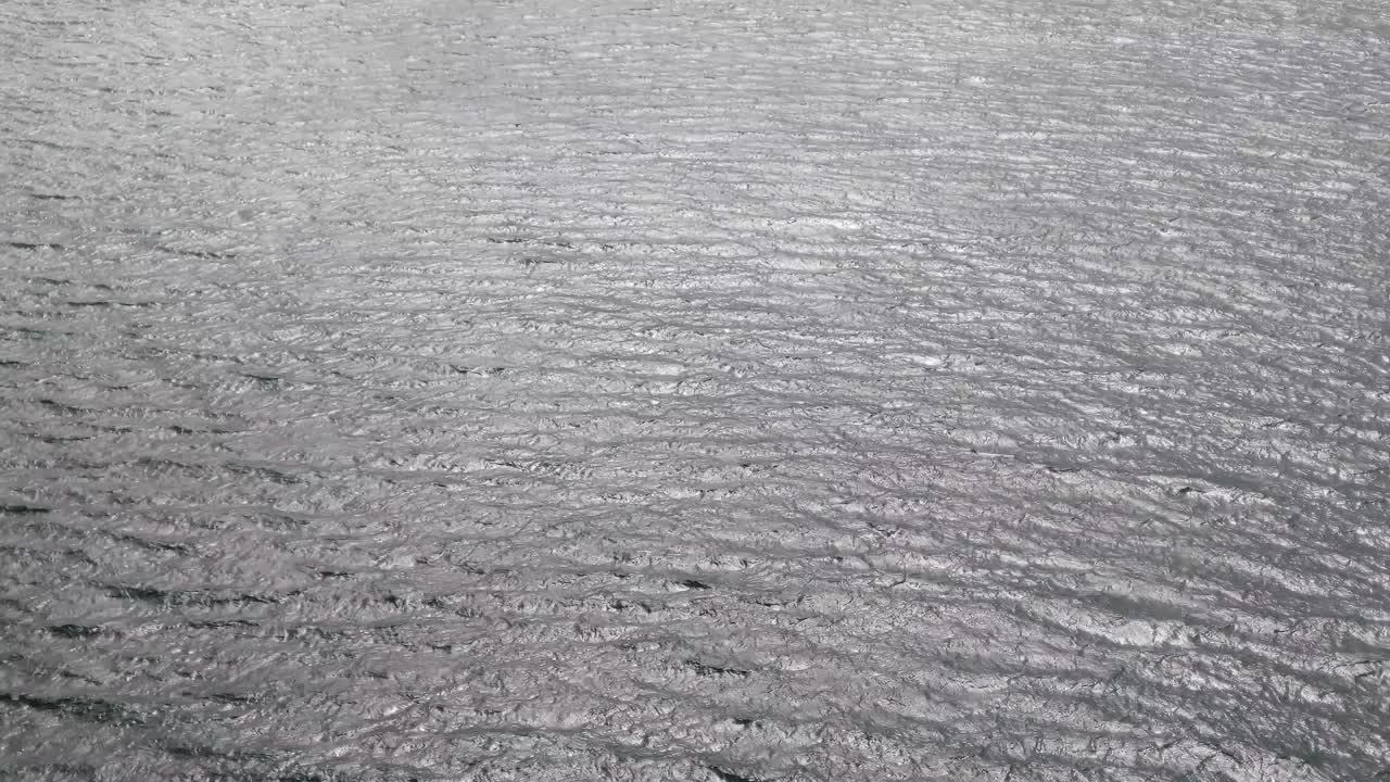 바다의 파도에 대한 조감도는 수면 위를 날아다니는 새들과 함께 물을 파문을 일으켰다