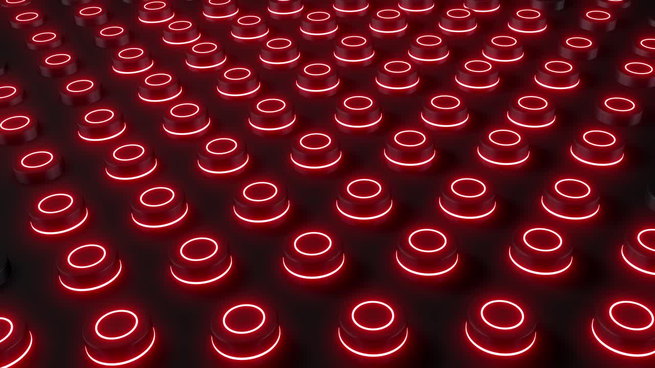 Abstract Black Circles with Glowing Red Lines