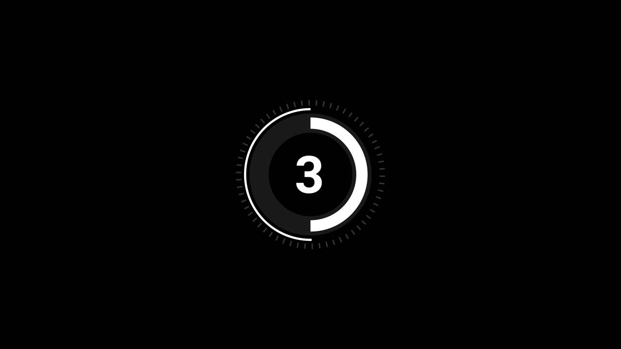 Five Second Countdown Timer on Black Background