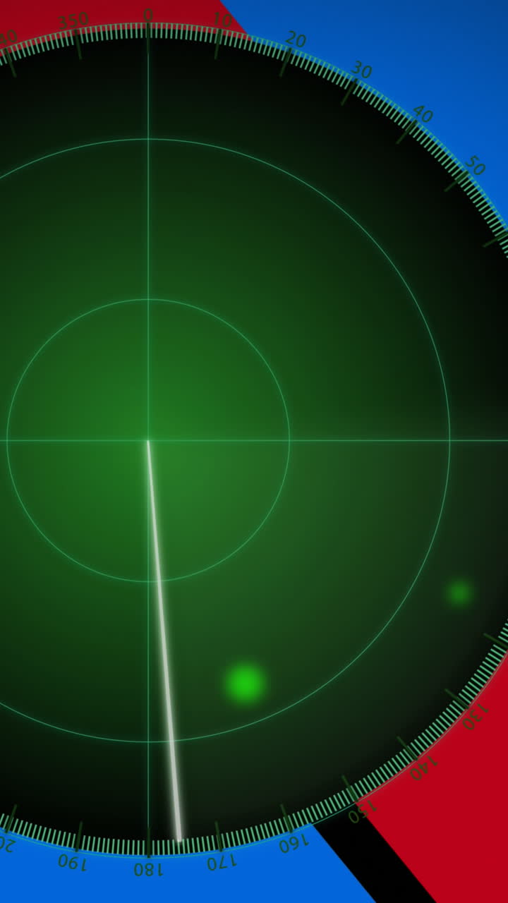 animación de radar sobre la bandera de ucrania y rusia