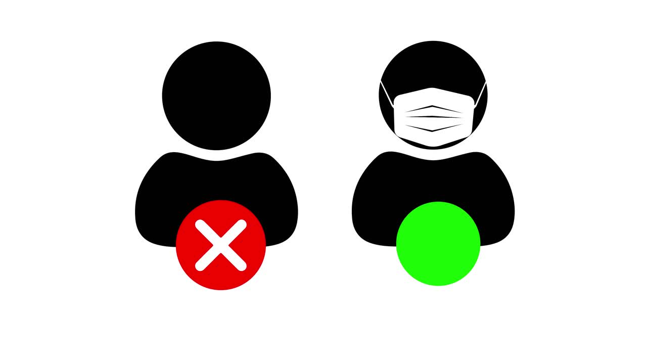 No entry without face mask or wear a mask icon animation background face covering must be worn sign