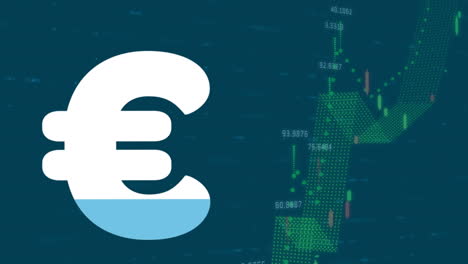 animation of euro sign over financial data processing