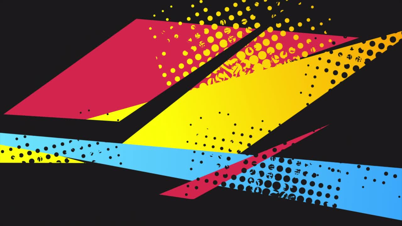 Colorful minimal abstract grunge halftones geometric motion background